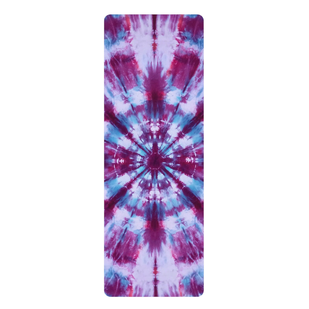 Purple Blue Tie Dye Rubber Yoga Mat | Mandala Burst Pattern