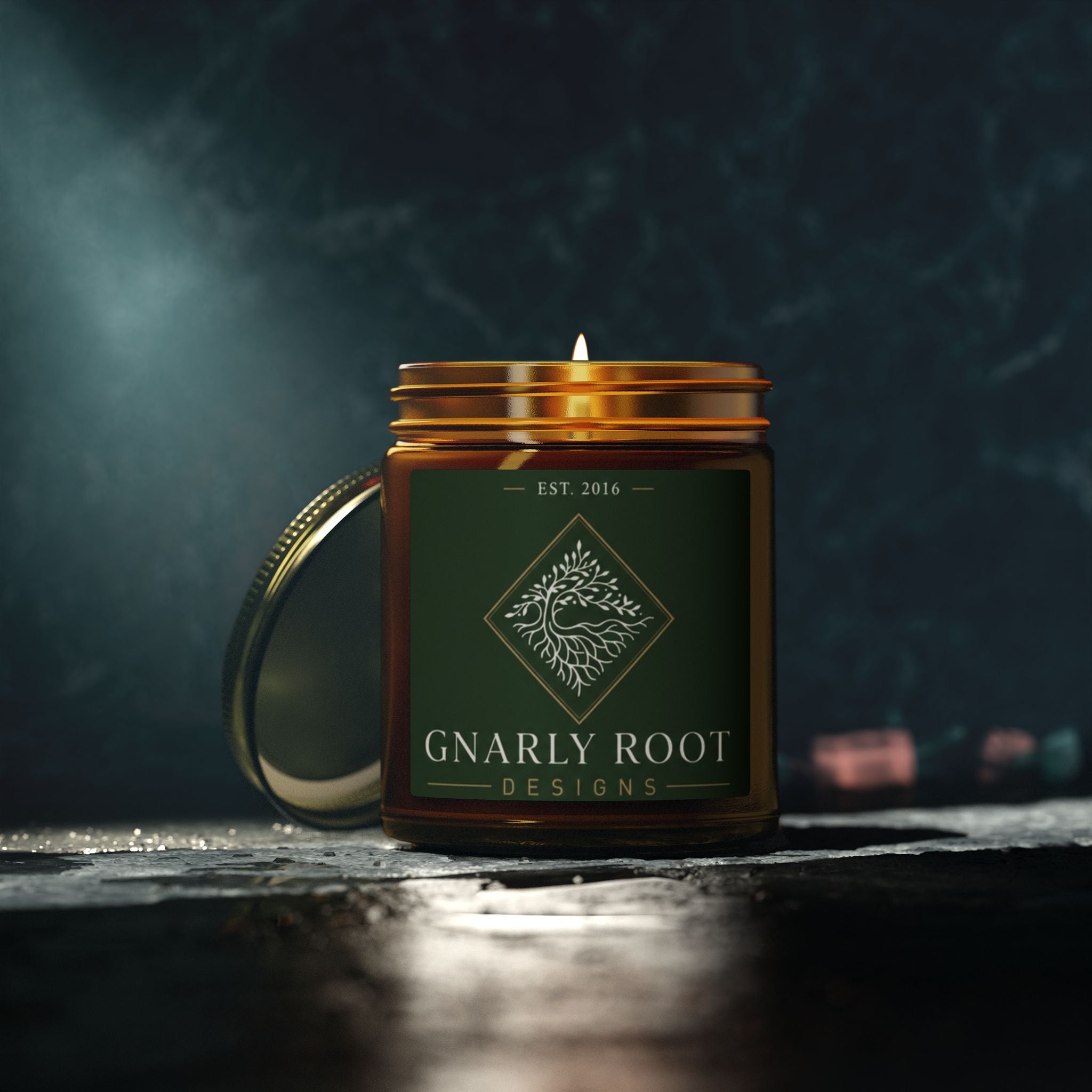 Coconut Apricot Scented Candle — 4oz & 9oz Natural Wax Jar (Gnarly Root Designs)
