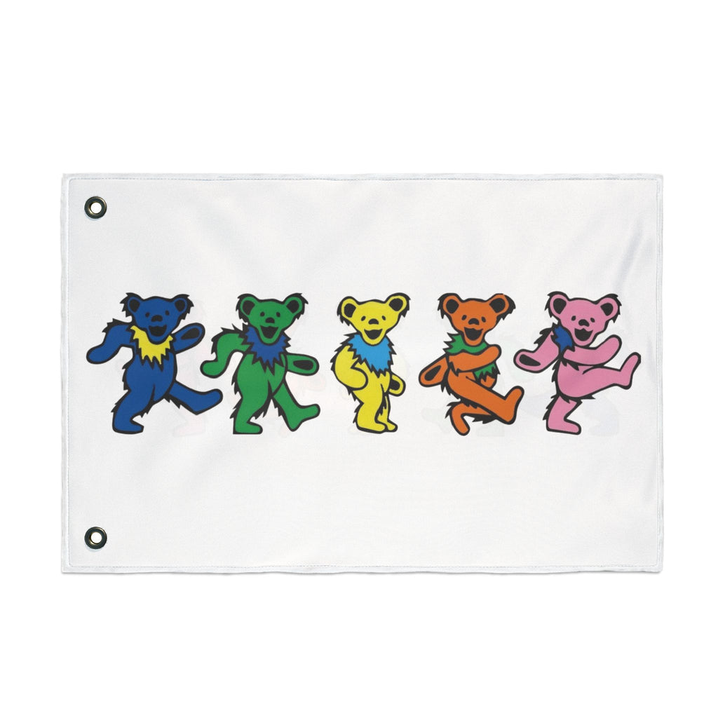 Dancing Rainbow Bears Flag | Double Sided Flag, Hippie Grateful Dead Style