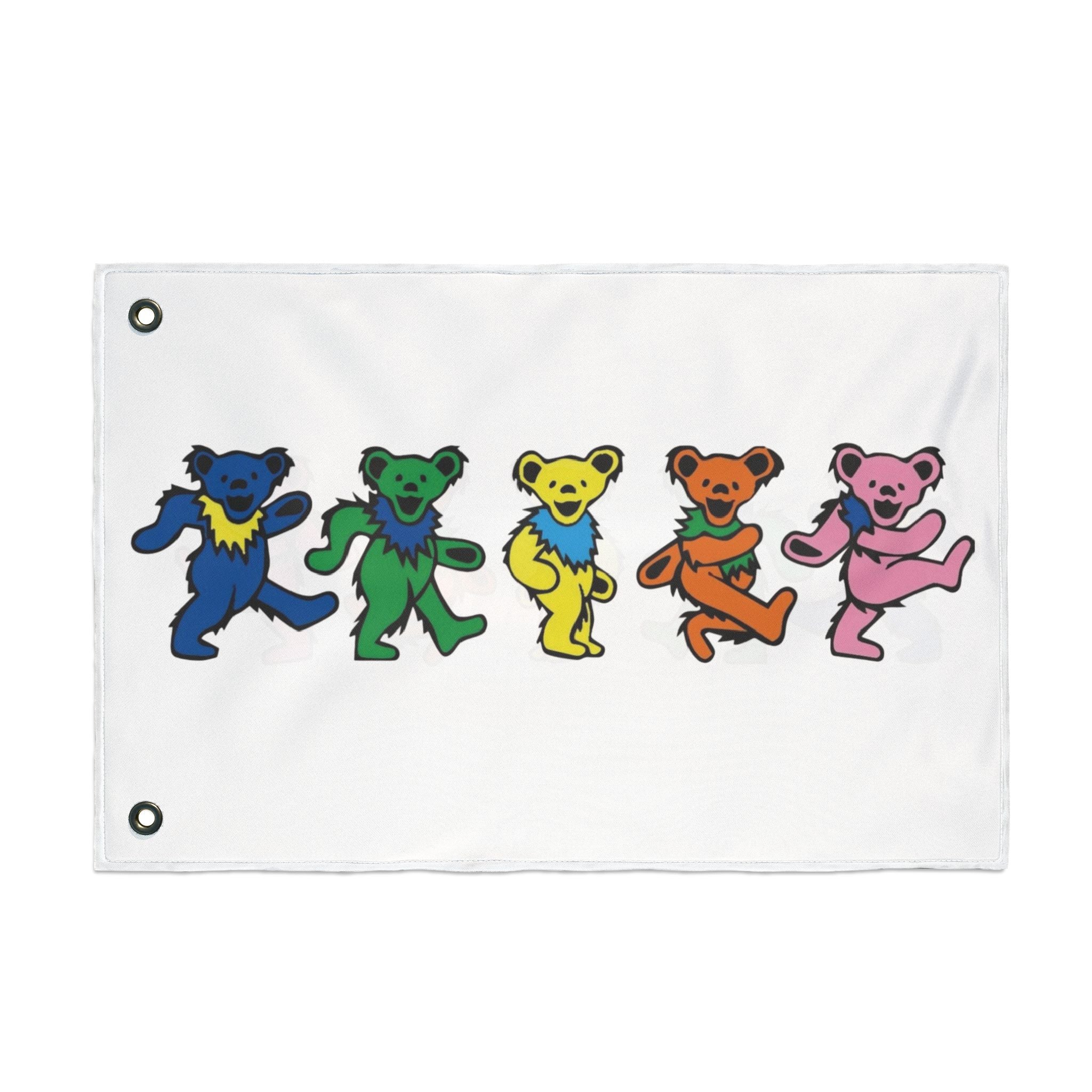 Dancing Rainbow Bears Flag | Double Sided Flag, Hippie Grateful Dead Style