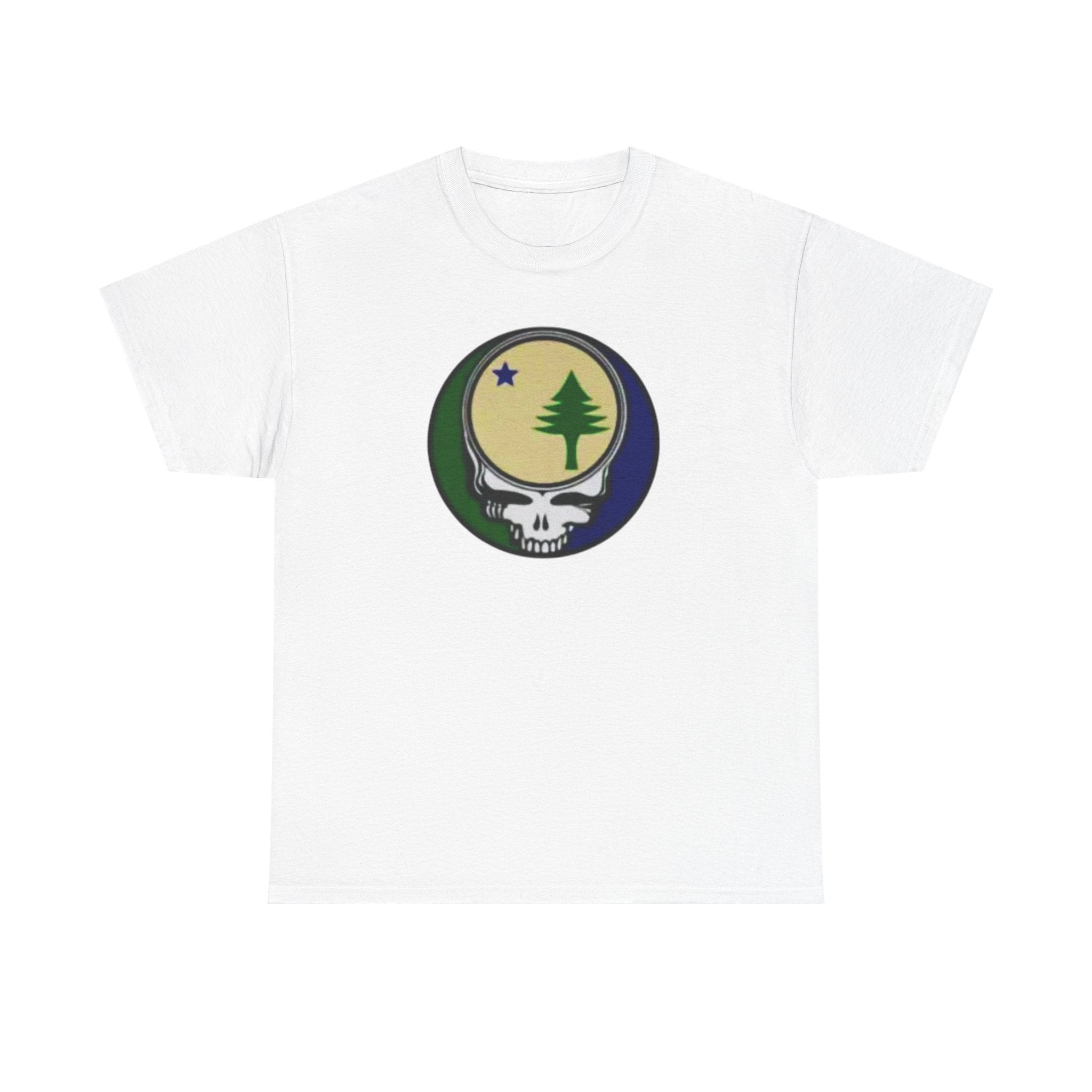 Maine Flag Stealie Grateful Dead Style T-Shirt | Nature Skull Tee