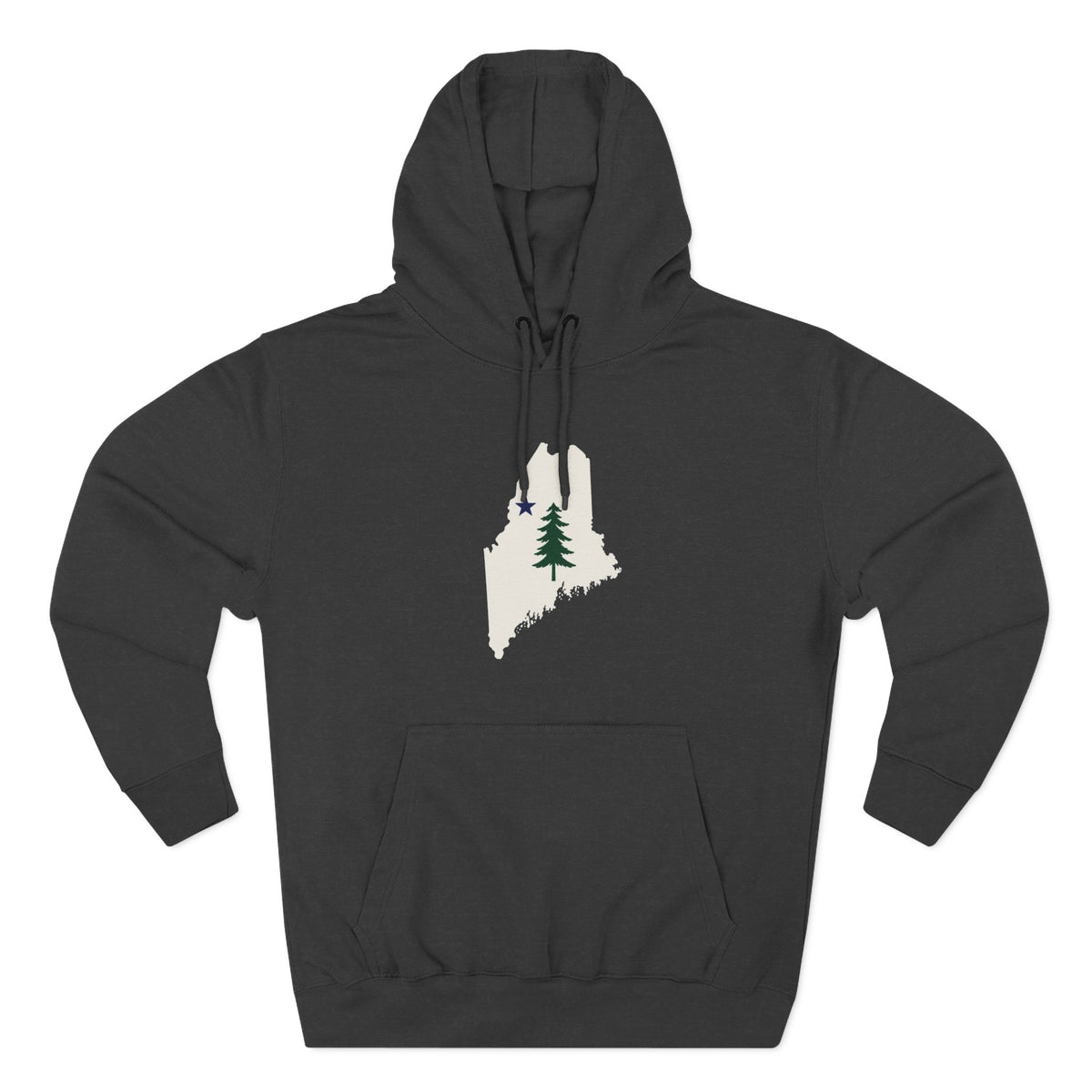 Maine Pine Tree Hoodie – Rustic State Outline Fleece Pullover