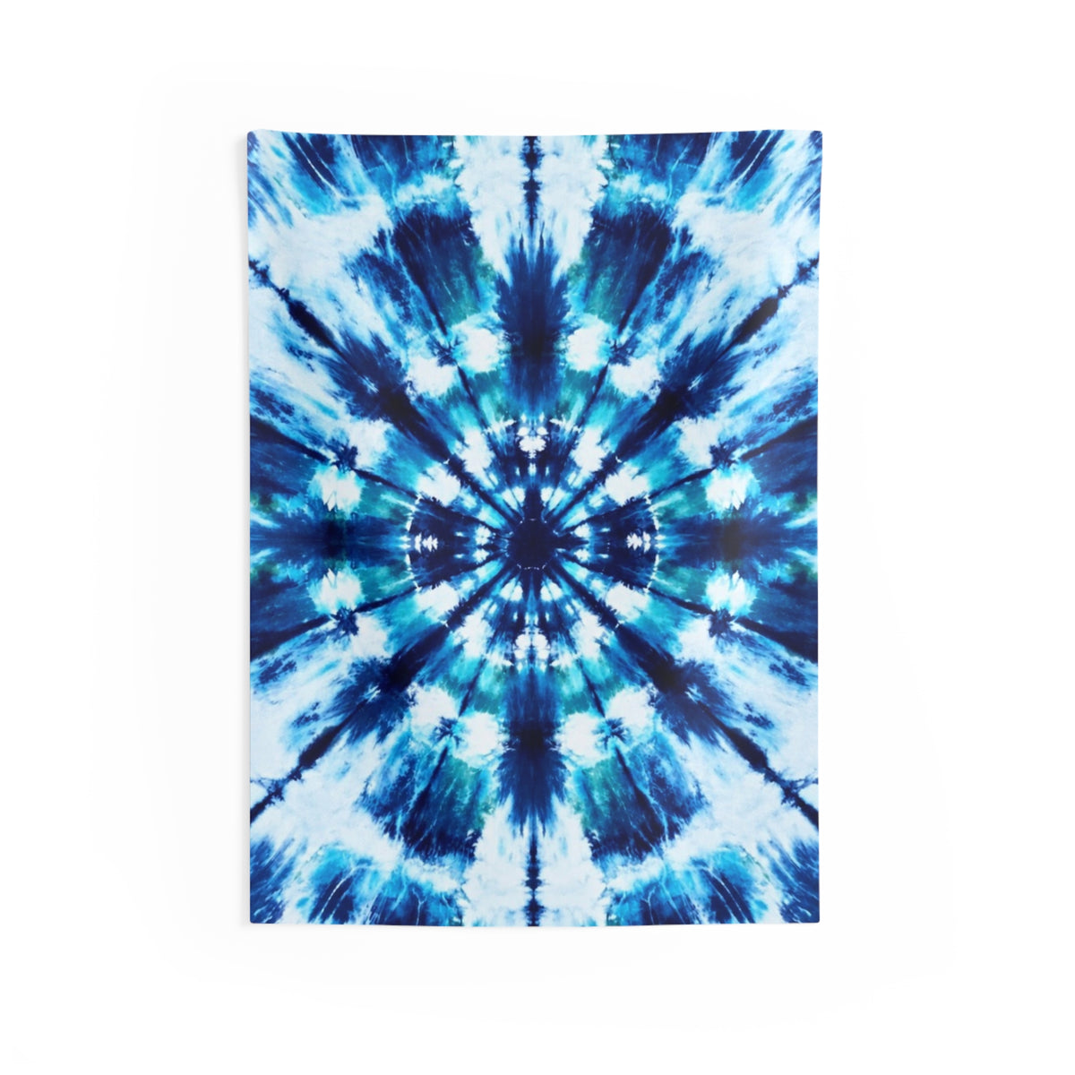 Blue Tie Dye Mandala Indoor Wall Tapestry | Boho Hippie Decor