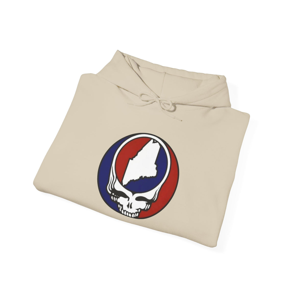 Grateful Dead Maine Skull Hoodie — State Outline Steal Your Face Pullover