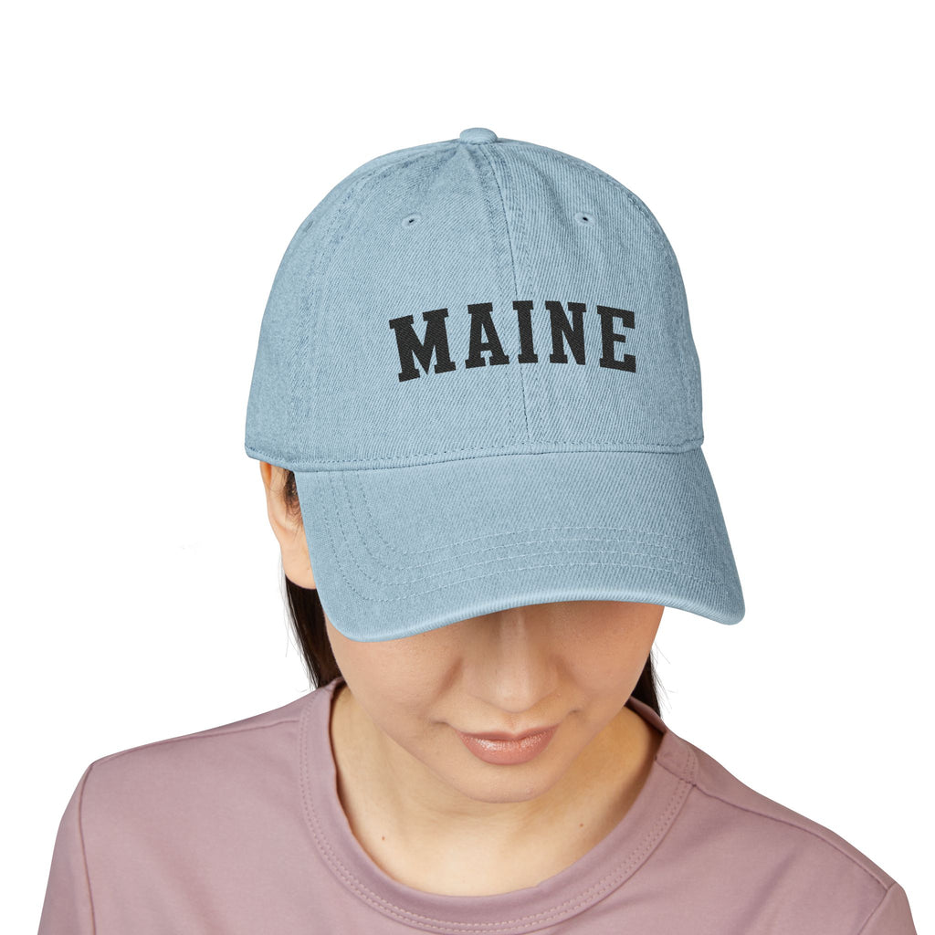 Maine Embroidered Denim Hat | State Lettering Cap