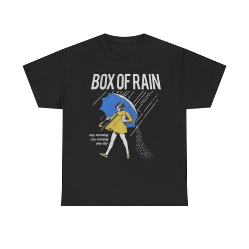 Box of Rain Grateful Dead Tee | Girl with Umbrella, Rainy Day Retro Design
