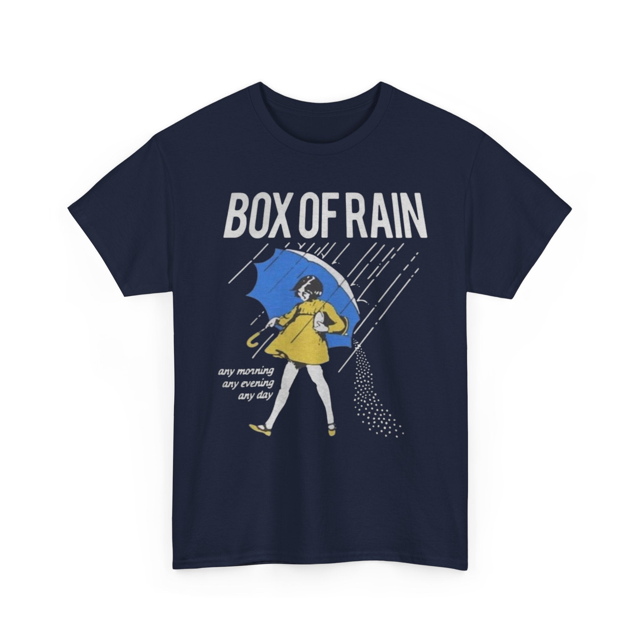 Box of Rain Grateful Dead Tee | Girl with Umbrella, Rainy Day Retro Design