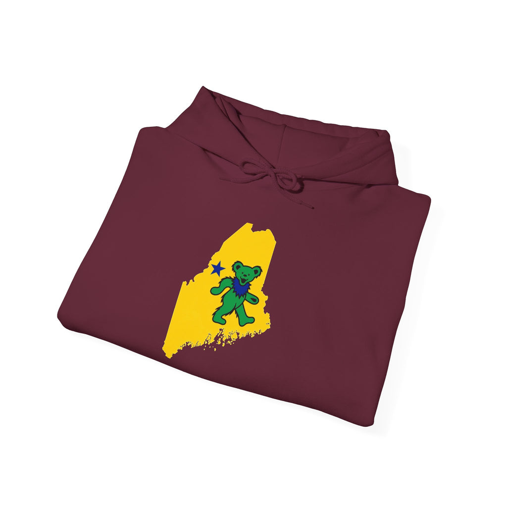 Maine Grateful Dead Bear Hoodie – Maine Outline with Dancing Bear Design