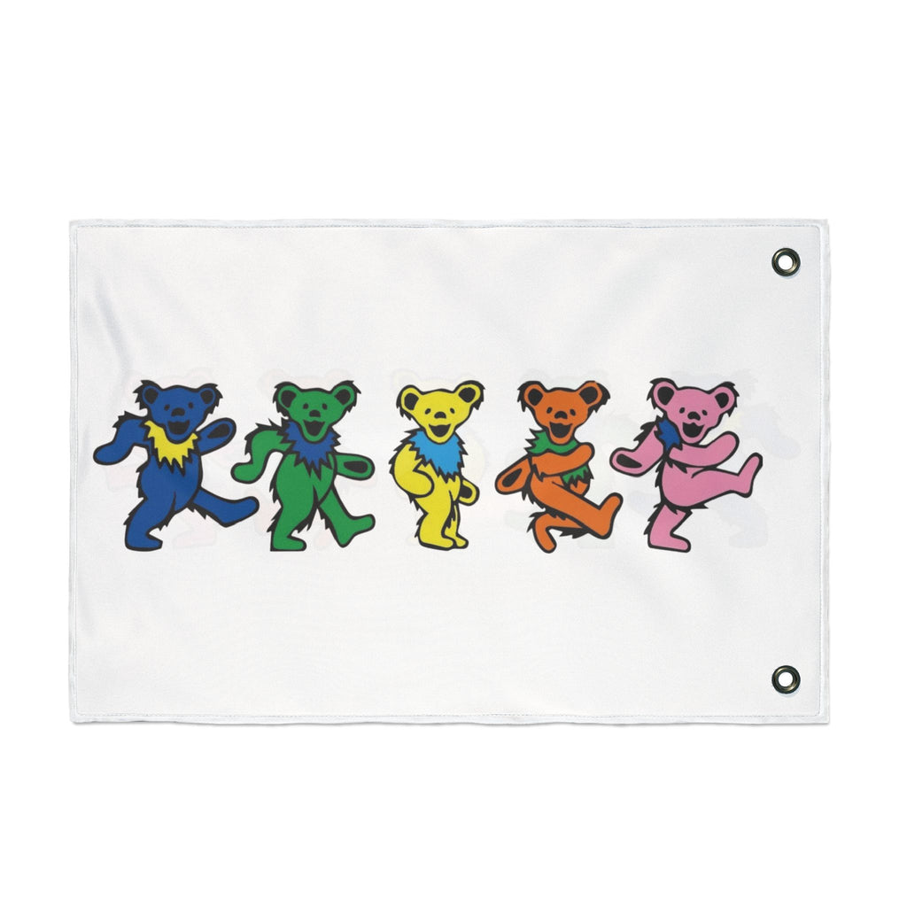 Dancing Rainbow Bears Flag | Double Sided Flag, Hippie Grateful Dead Style
