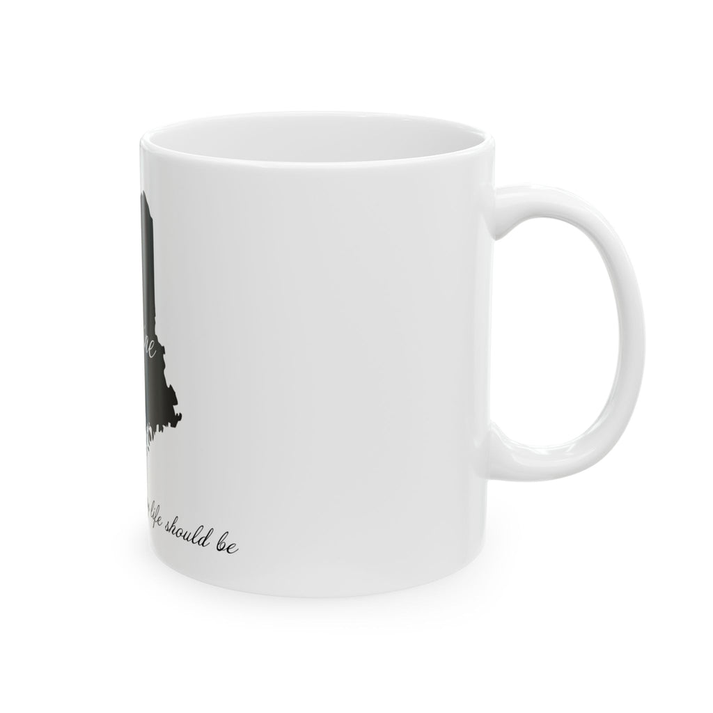 Maine silhouette state map Mug | Maine script typography ceramic mug
