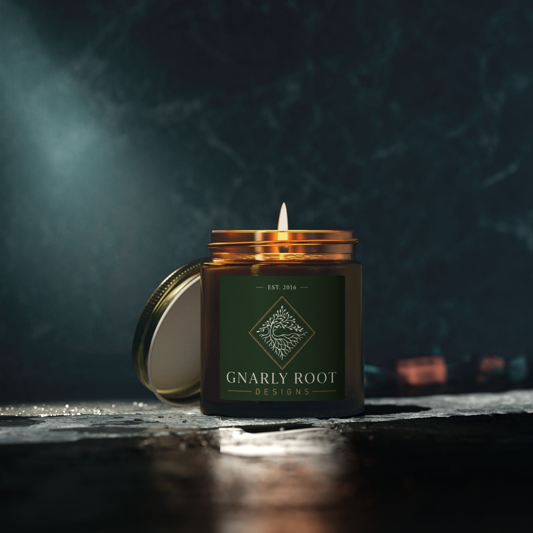 Coconut Apricot Scented Candle — 4oz & 9oz Natural Wax Jar (Gnarly Root Designs)