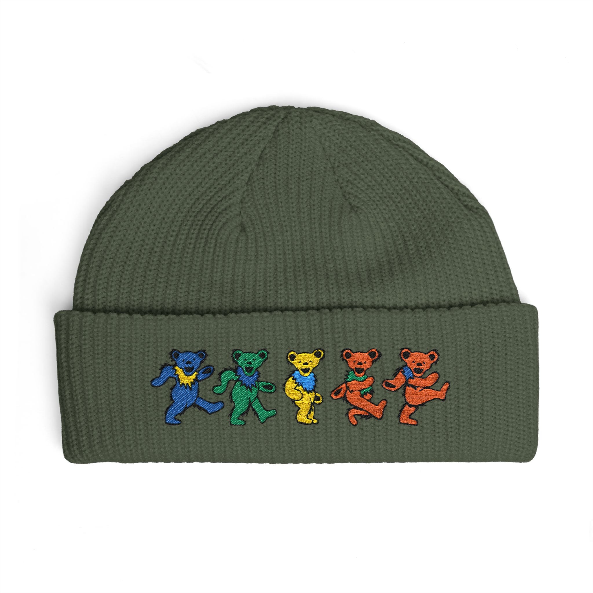 Dancing Tie Dye Bears Cuff Beanie | Embroidered Grateful Dead Style