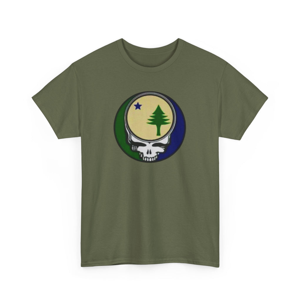 Maine Flag Stealie Grateful Dead Style T-Shirt | Nature Skull Tee