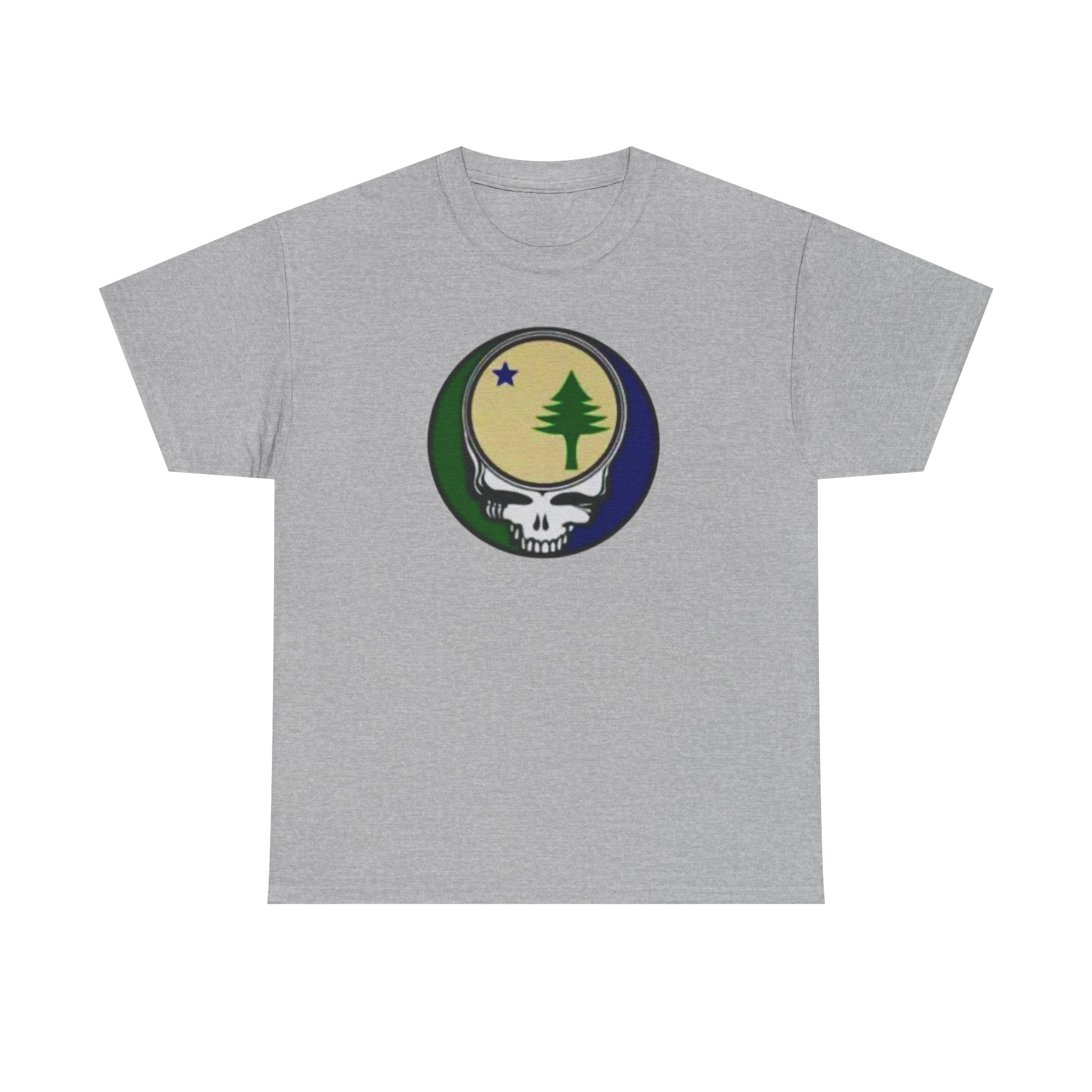 Maine Flag Stealie Grateful Dead Style T-Shirt | Nature Skull Tee