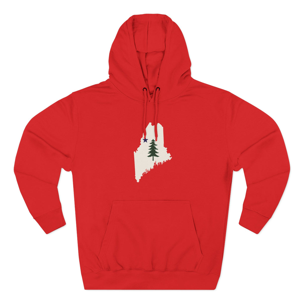 Maine Pine Tree Hoodie – Rustic State Outline Fleece Pullover