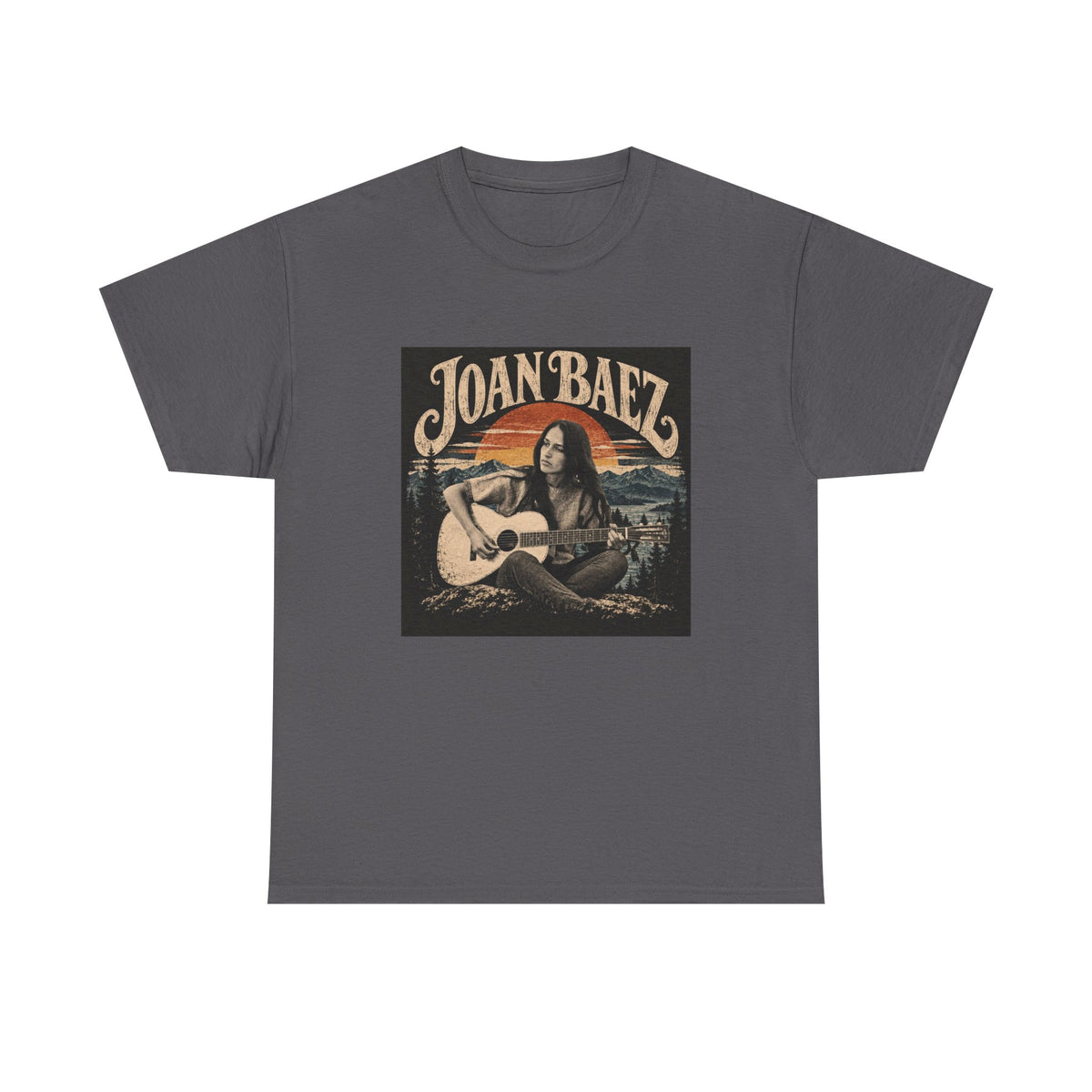 Joan Baez acoustic portrait Tee | Vintage folk musician graphic T-shirt
