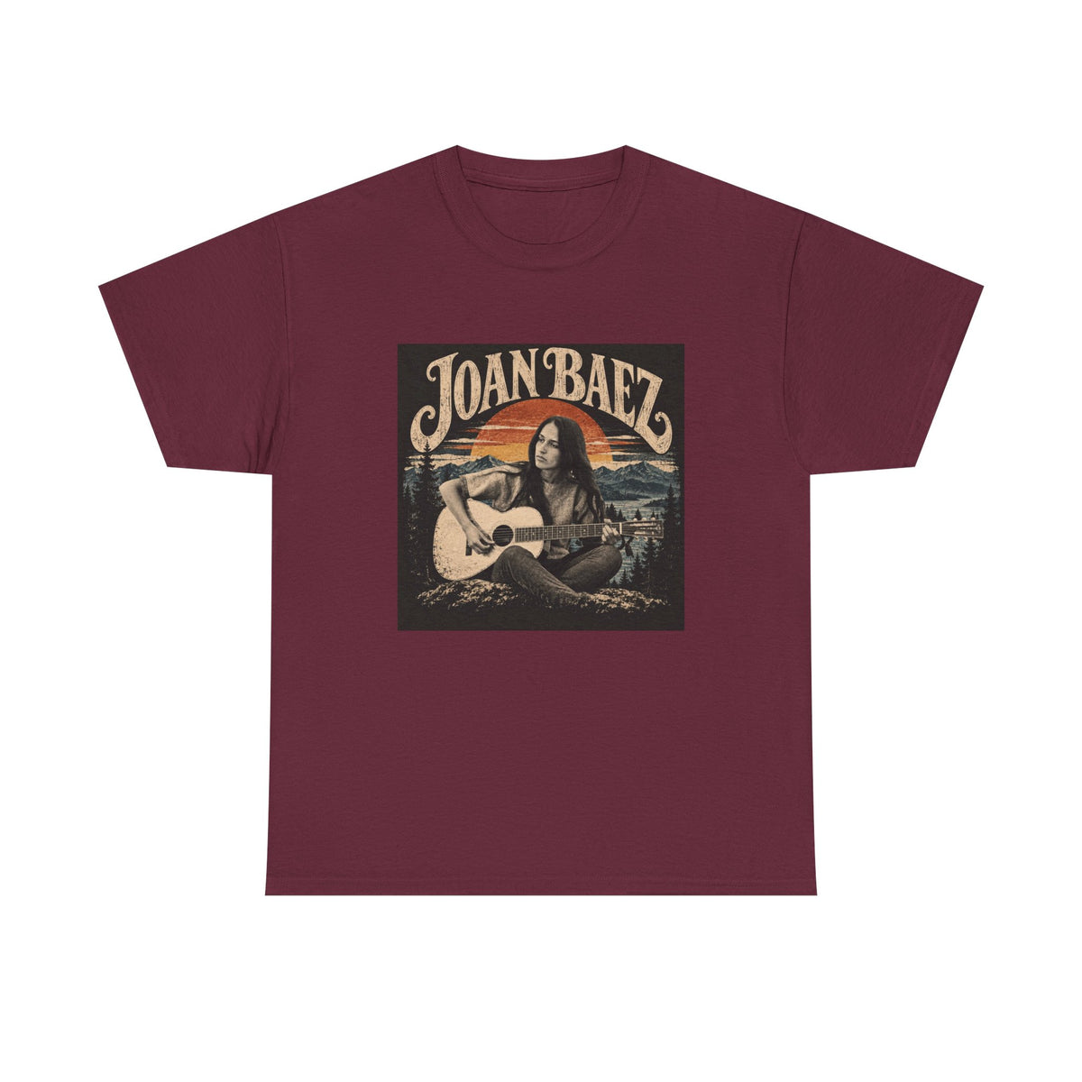 Joan Baez acoustic portrait Tee | Vintage folk musician graphic T-shirt