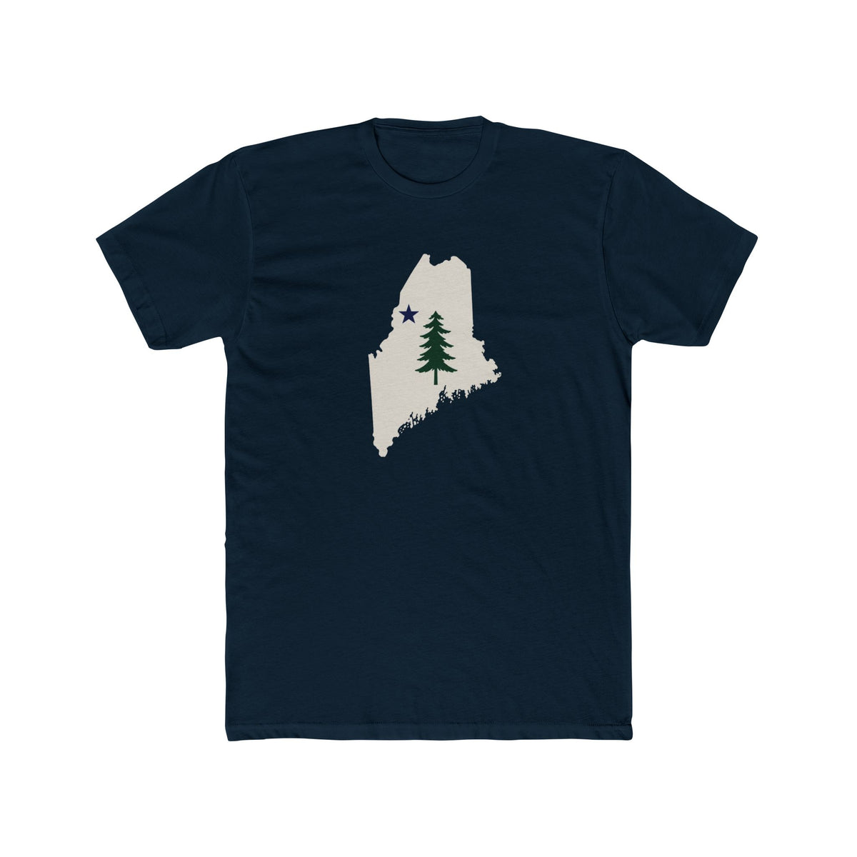 Maine Map Tee with Pine Tree & Star – State Pride T-Shirt