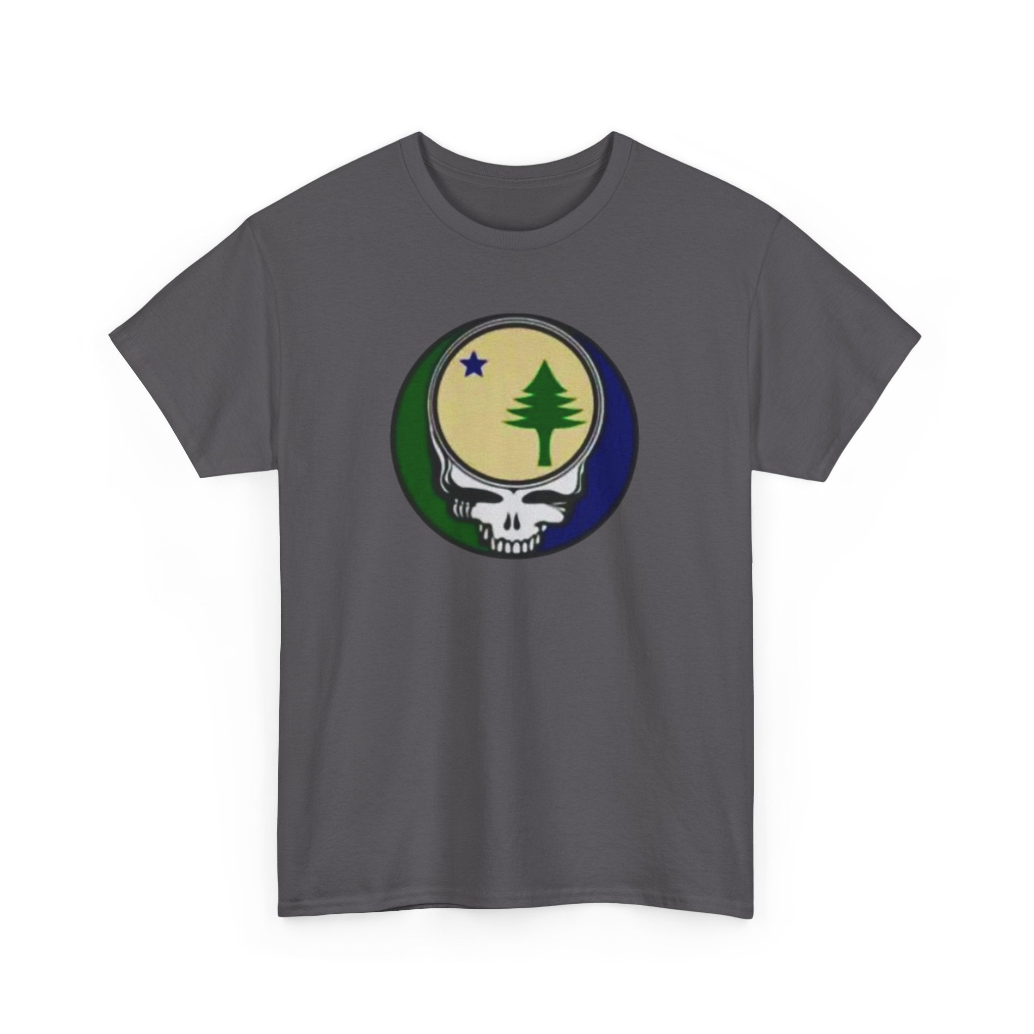Maine Flag Stealie Grateful Dead Style T-Shirt | Nature Skull Tee