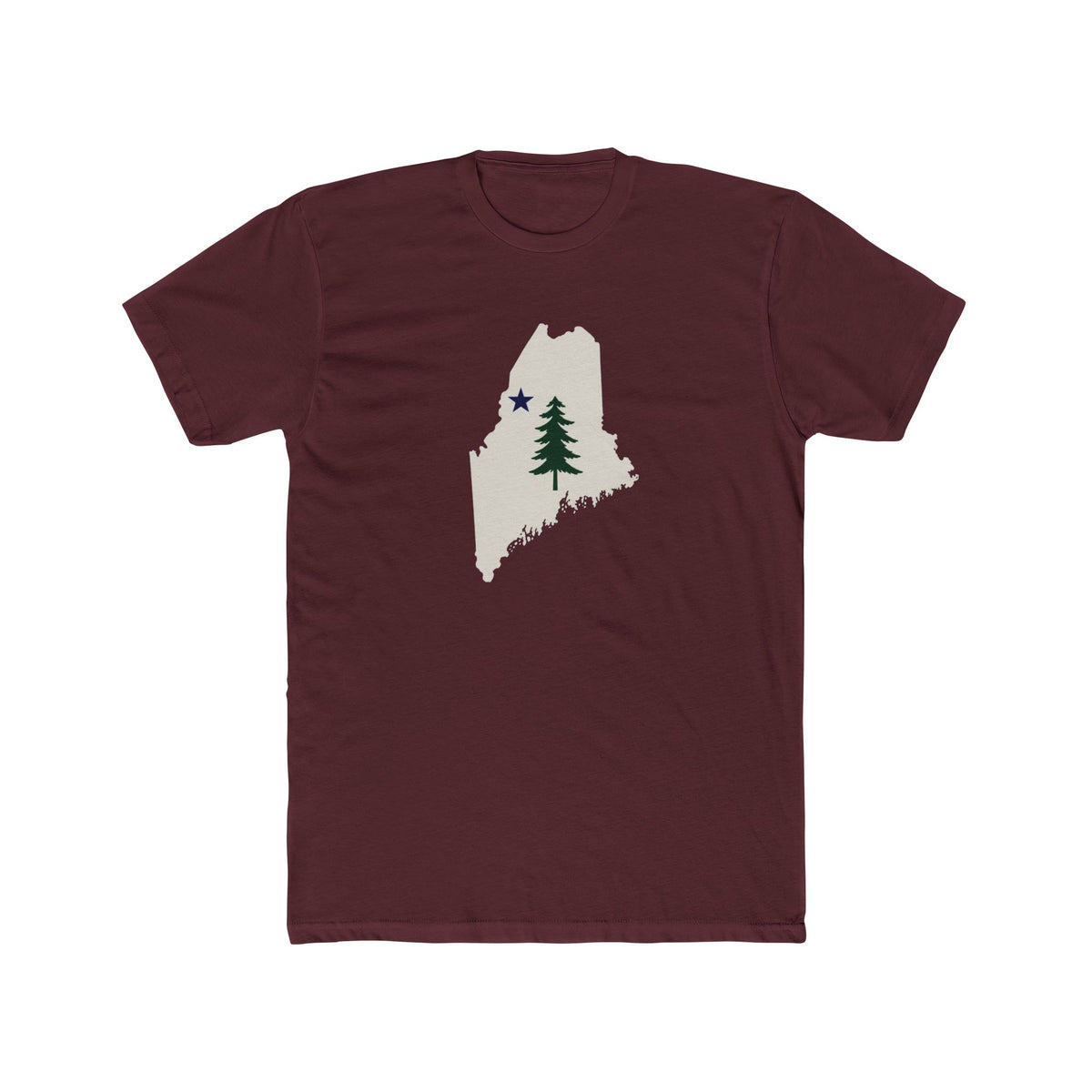 Maine Map Tee with Pine Tree & Star – State Pride T-Shirt