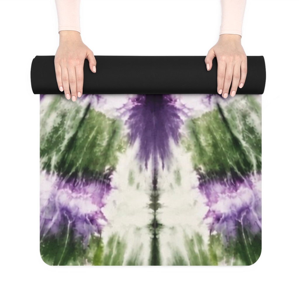 Purple Green Tie Dye Mandala Rubber Yoga Mat