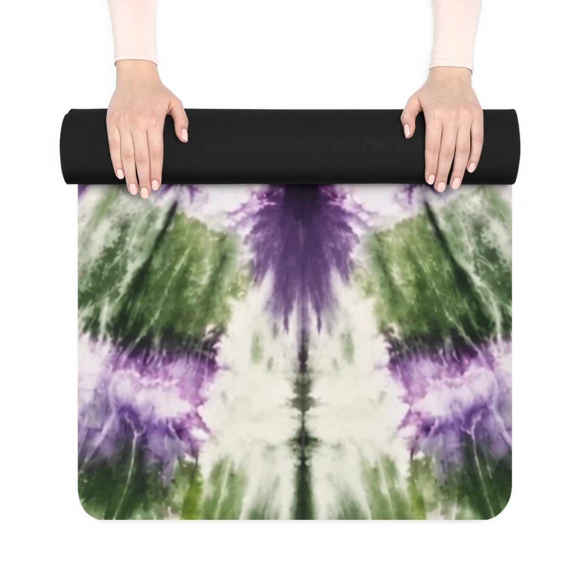 Purple Green Tie Dye Mandala Rubber Yoga Mat