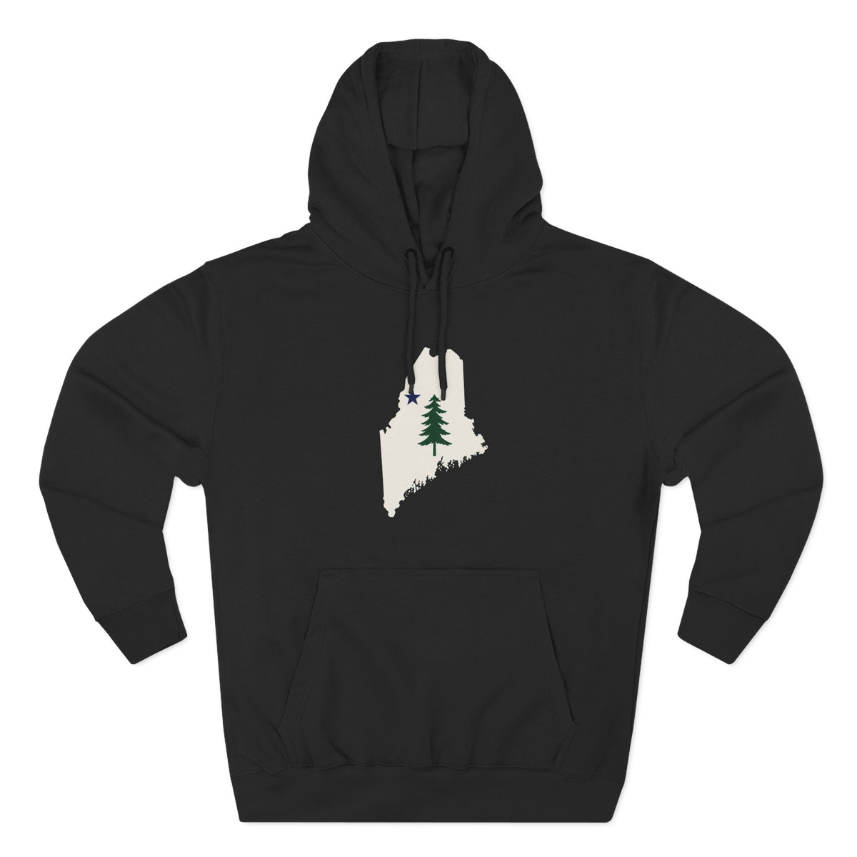 Maine Pine Tree Hoodie – Rustic State Outline Fleece Pullover