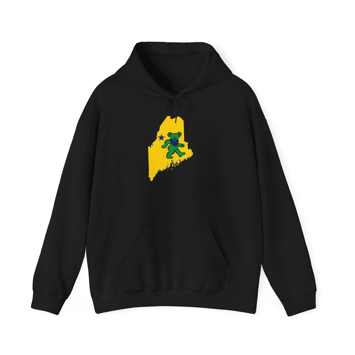 Maine Grateful Dead Bear Hoodie – Maine Outline with Dancing Bear Design