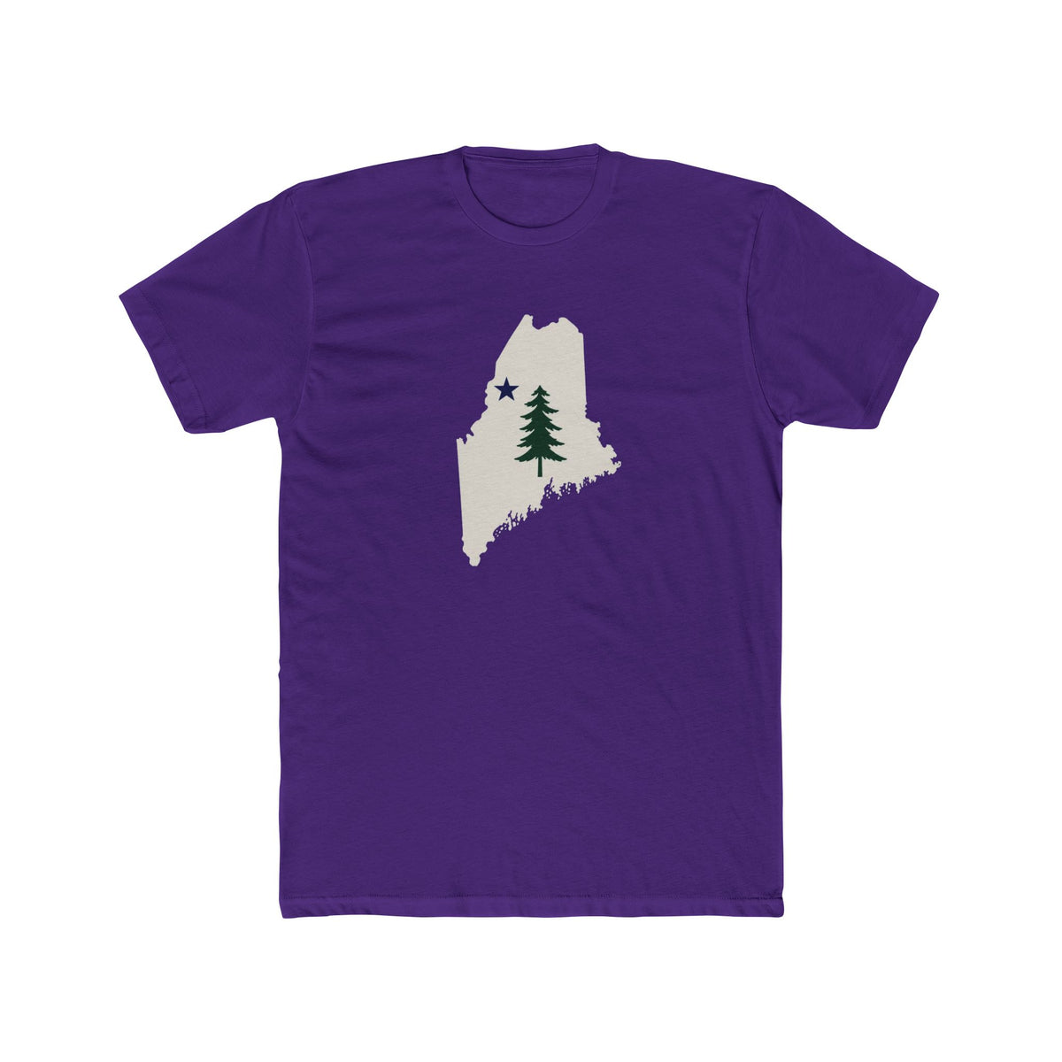 Maine Map Tee with Pine Tree & Star – State Pride T-Shirt