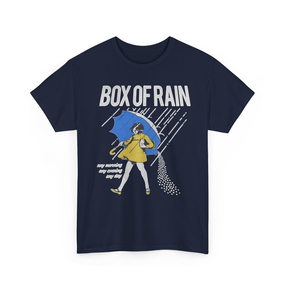 Box of Rain Grateful Dead Tee | Girl with Umbrella, Rainy Day Retro Design