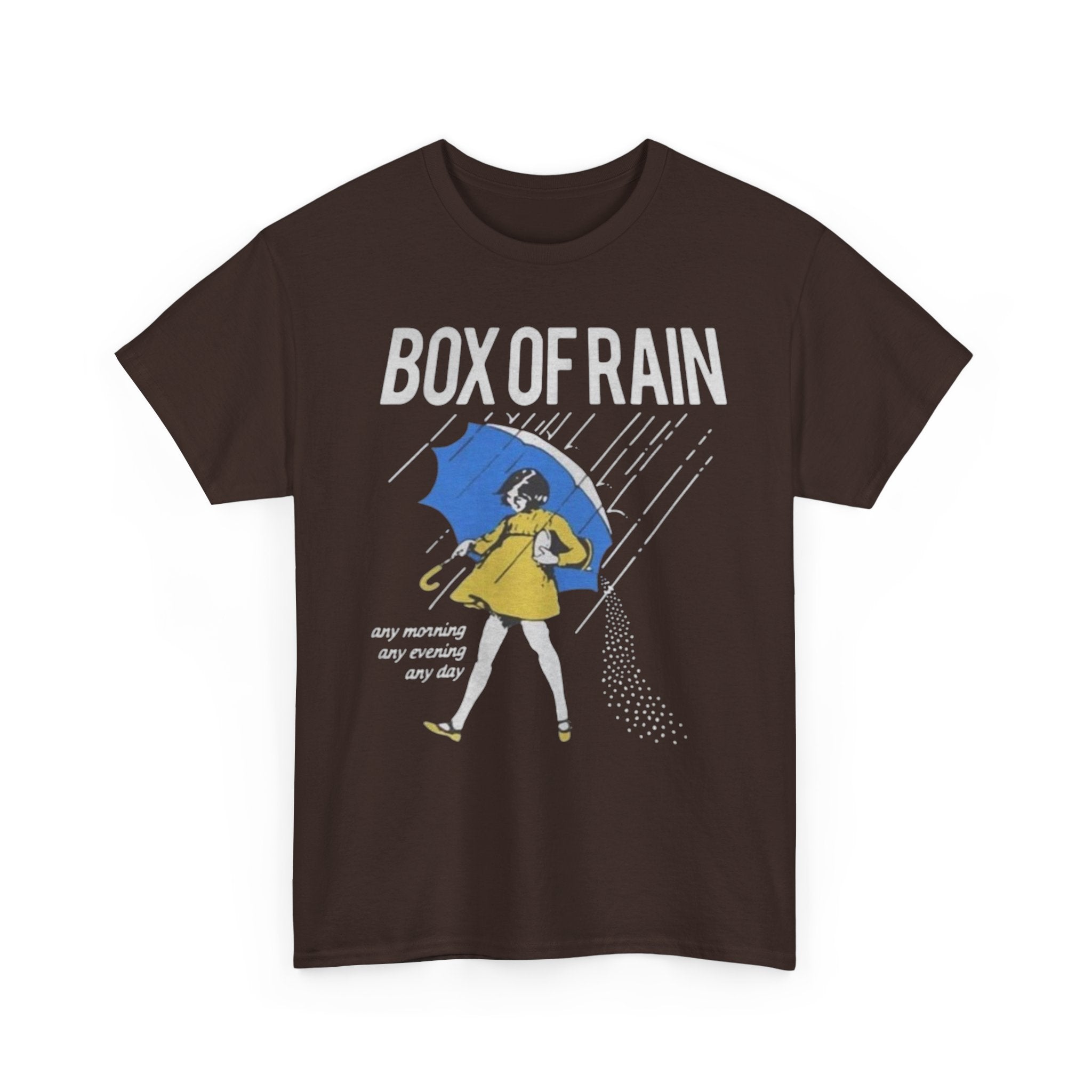 Box of Rain Grateful Dead Tee | Girl with Umbrella, Rainy Day Retro Design