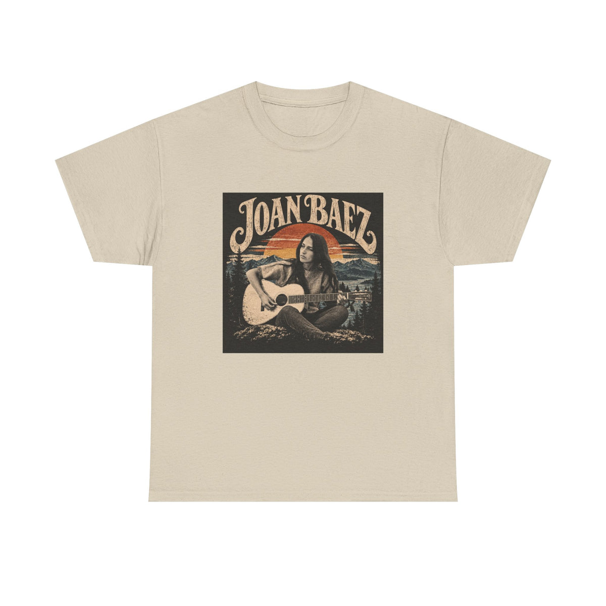 Joan Baez acoustic portrait Tee | Vintage folk musician graphic T-shirt