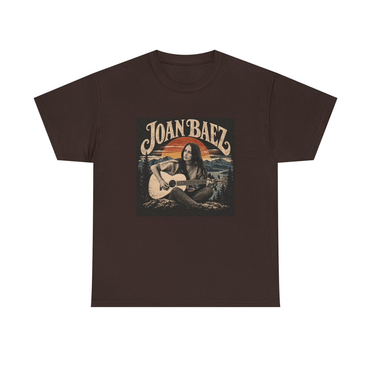 Joan Baez acoustic portrait Tee | Vintage folk musician graphic T-shirt