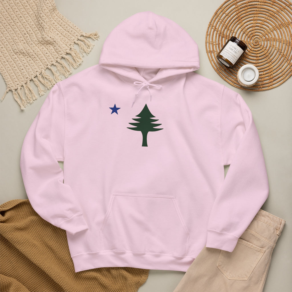 Maine State Flag Pine Tree Hoodie | Minimalist Evergreen Silhouette