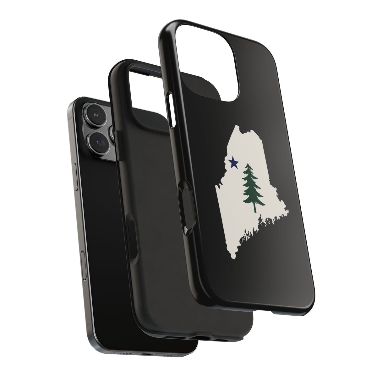 Maine State Outline Phone Case with Pine Tree and Star