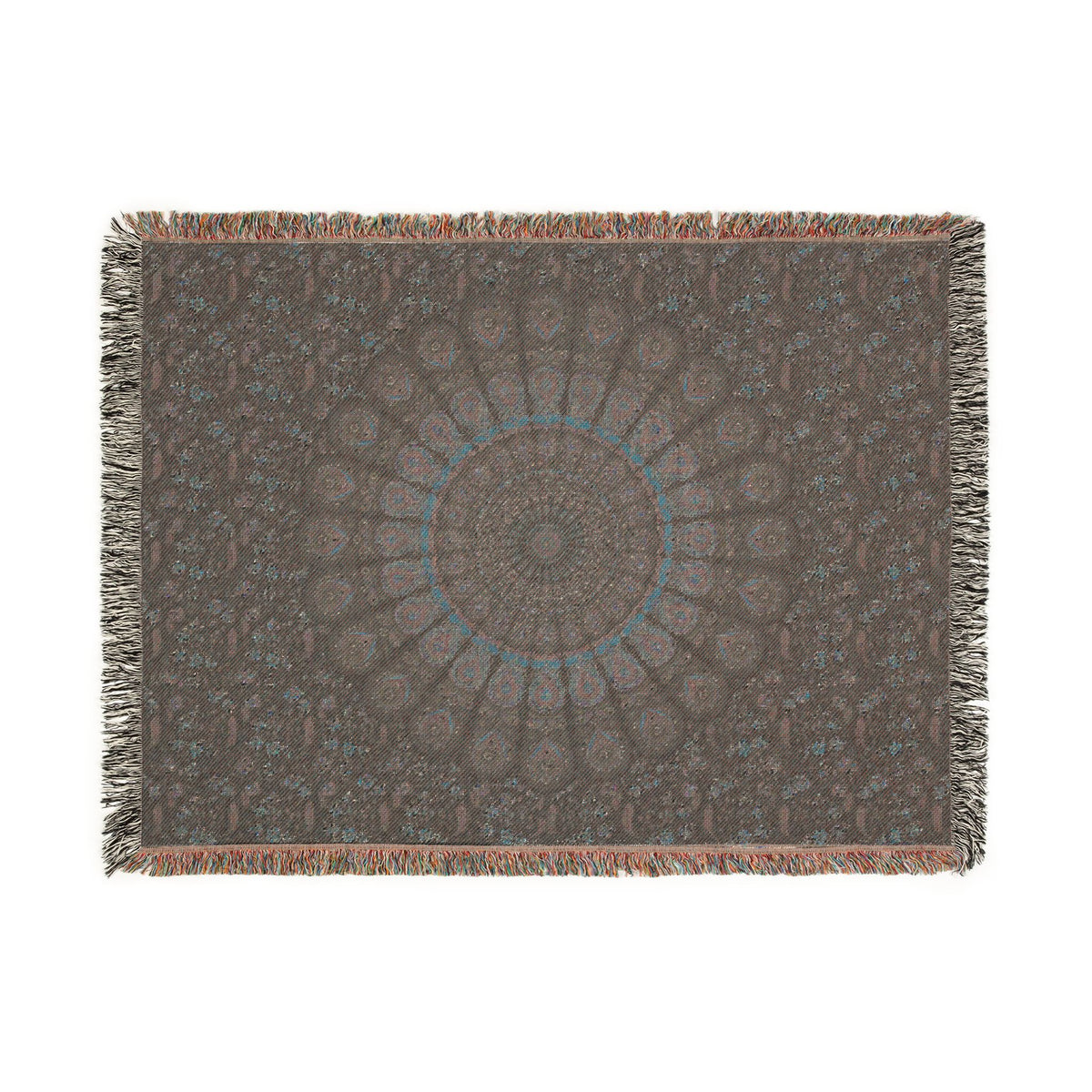 Mandala Woven Blanket — Boho Psychedelic Throw for Living Room or Bedroom