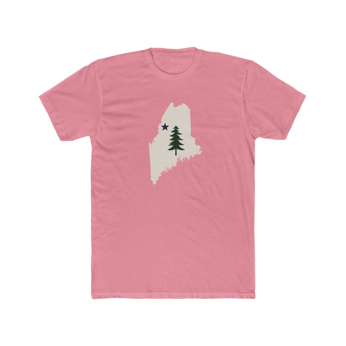 Maine Map Tee with Pine Tree & Star – State Pride T-Shirt