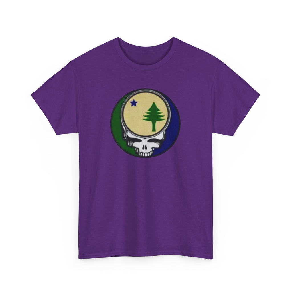Maine Flag Stealie Grateful Dead Style T-Shirt | Nature Skull Tee
