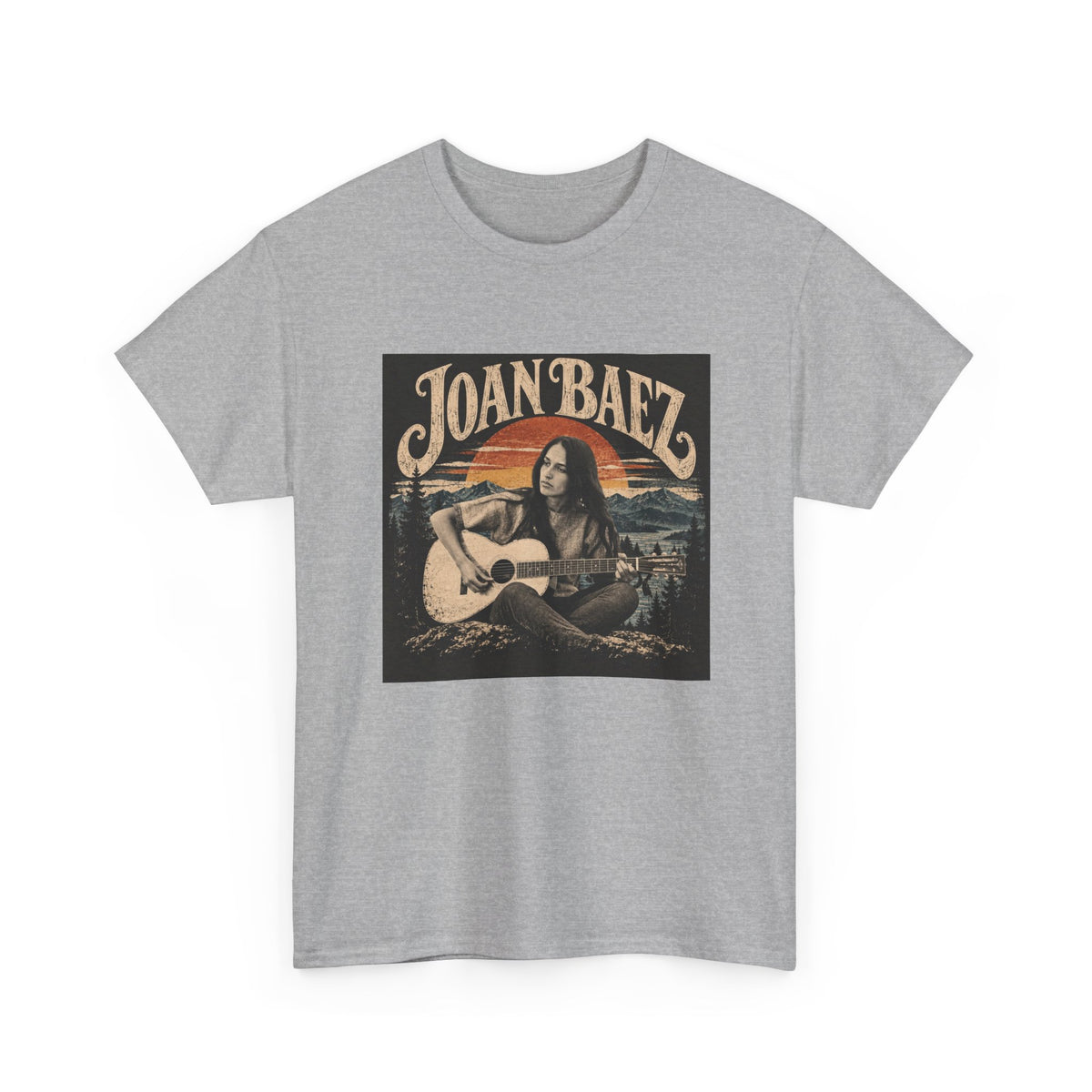 Joan Baez acoustic portrait Tee | Vintage folk musician graphic T-shirt
