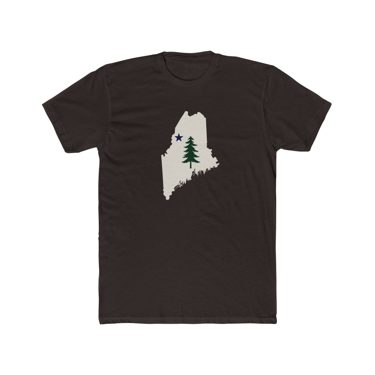 Maine Map Tee with Pine Tree & Star – State Pride T-Shirt