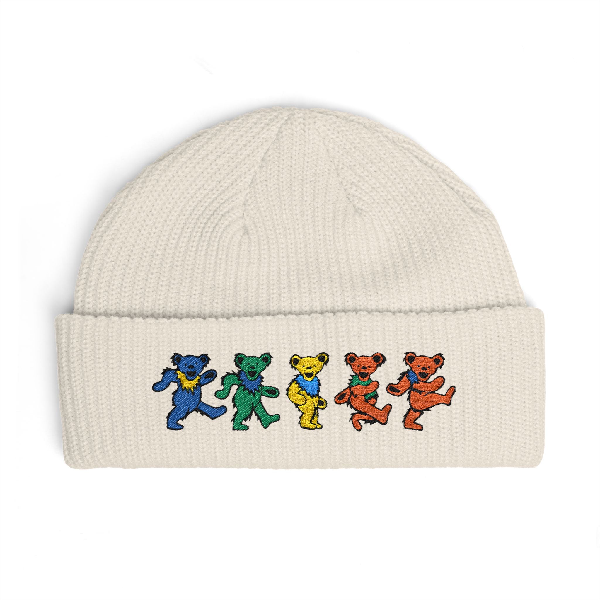 Dancing Tie Dye Bears Cuff Beanie | Embroidered Grateful Dead Style