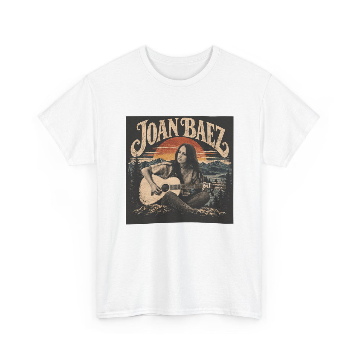 Joan Baez acoustic portrait Tee | Vintage folk musician graphic T-shirt