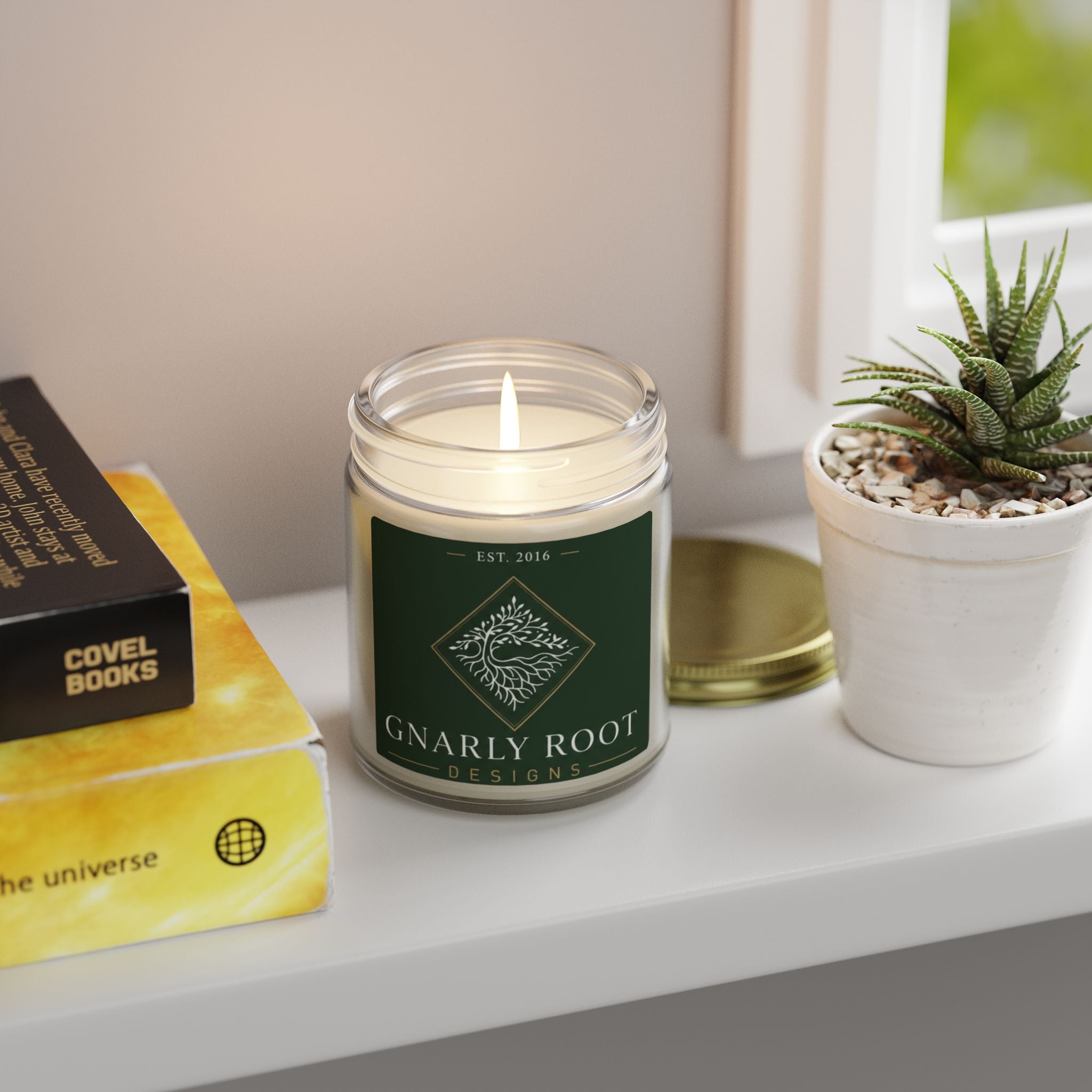 Coconut Apricot Scented Candle — 4oz & 9oz Natural Wax Jar (Gnarly Root Designs)