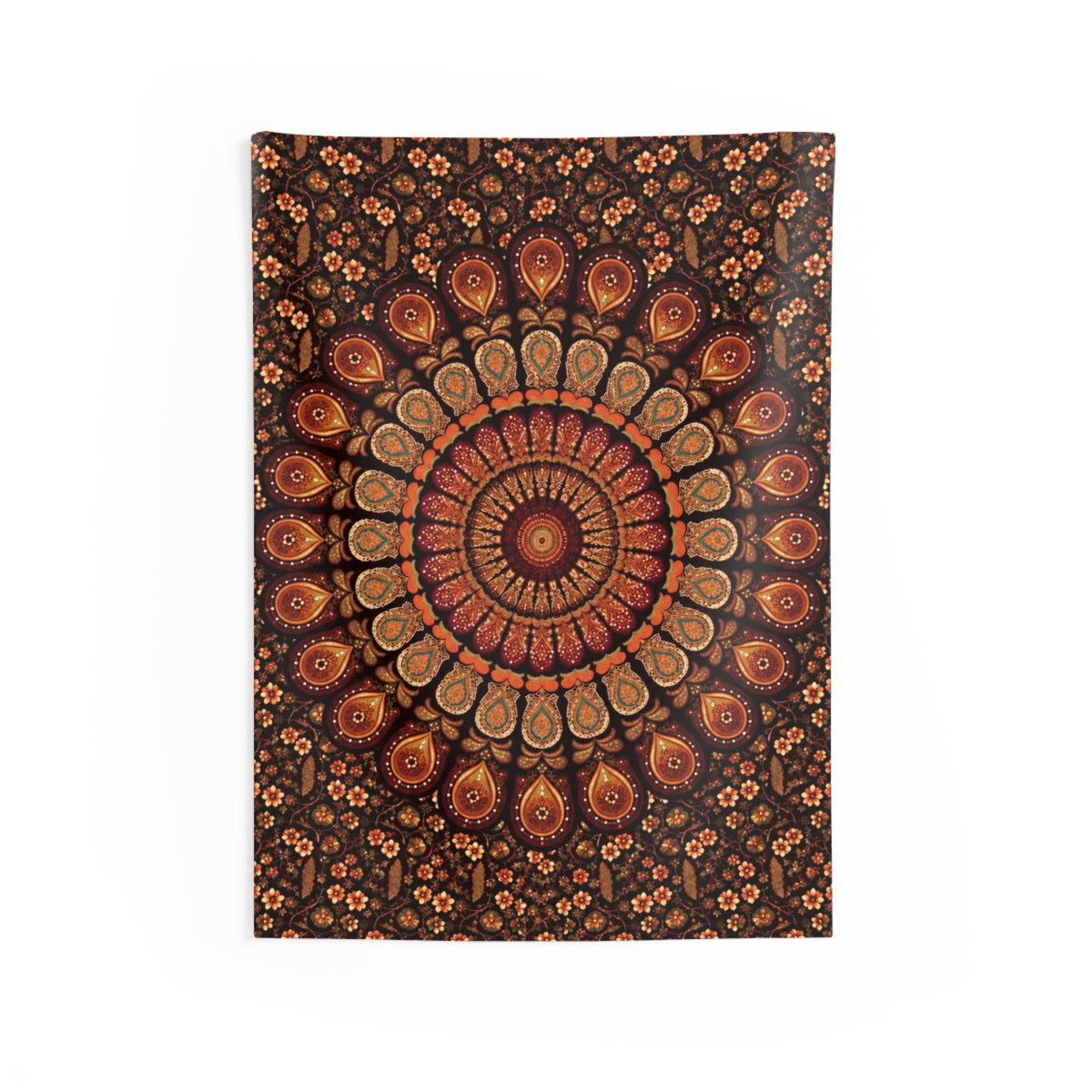 Bohemian Mandala Wall Tapestry — Warm Earthtone Hippie Decor