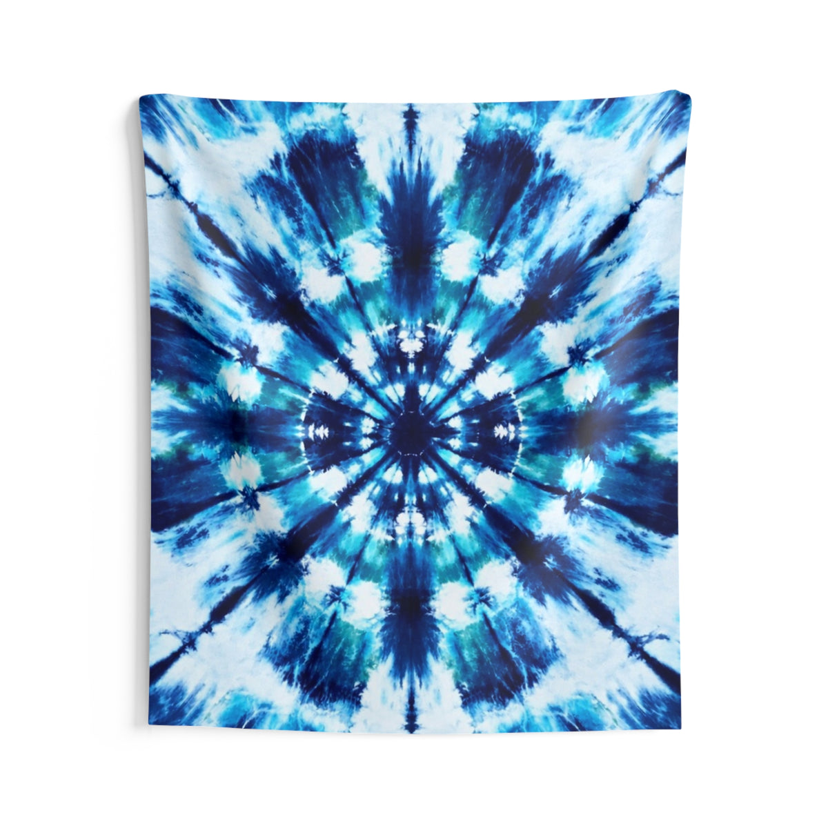 Blue Tie Dye Mandala Indoor Wall Tapestry | Boho Hippie Decor