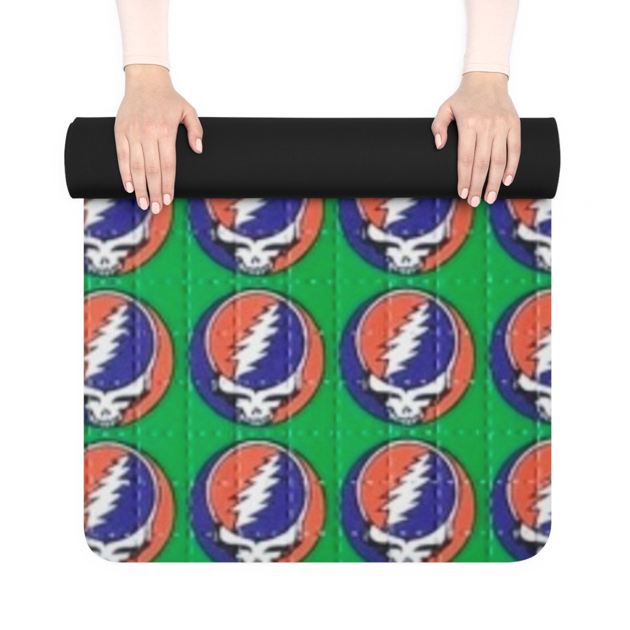 Grateful Dead Steal Your Face Rubber Yoga Mat – Psychedelic Green Meditation Mat
