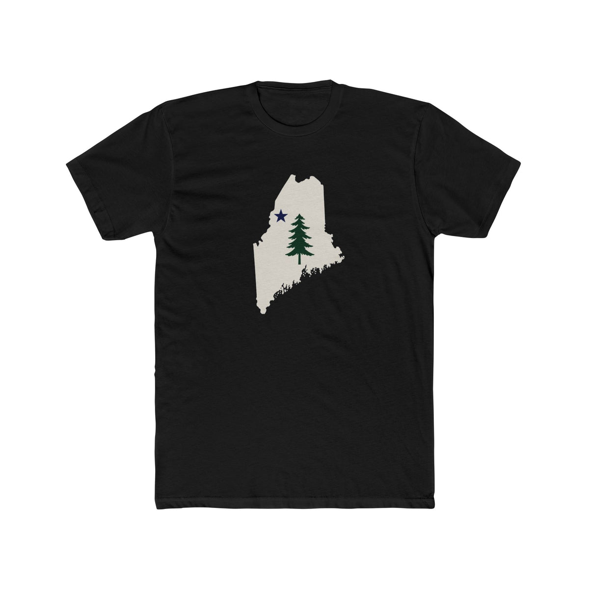 Maine Map Tee with Pine Tree & Star – State Pride T-Shirt