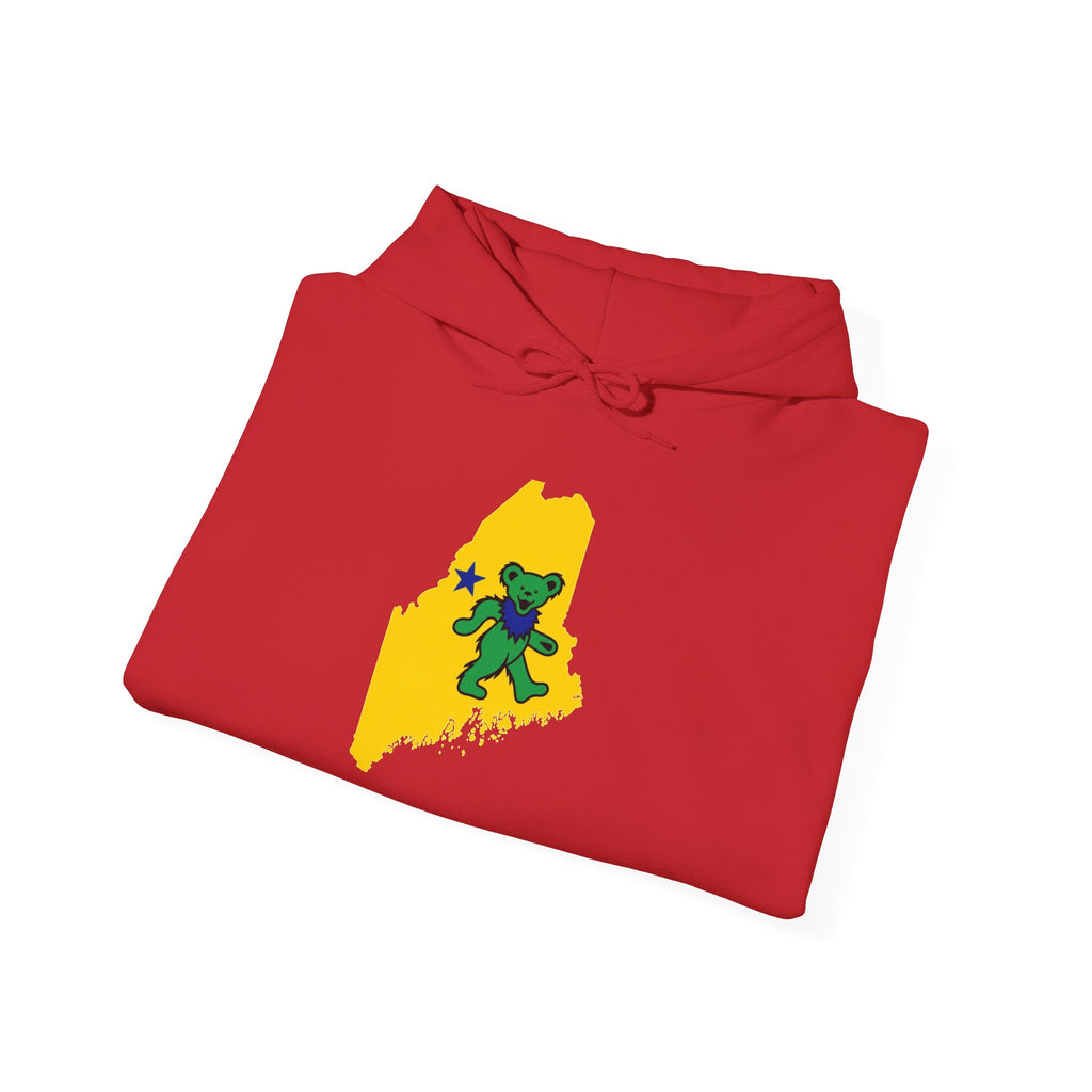 Maine Grateful Dead Bear Hoodie – Maine Outline with Dancing Bear Design