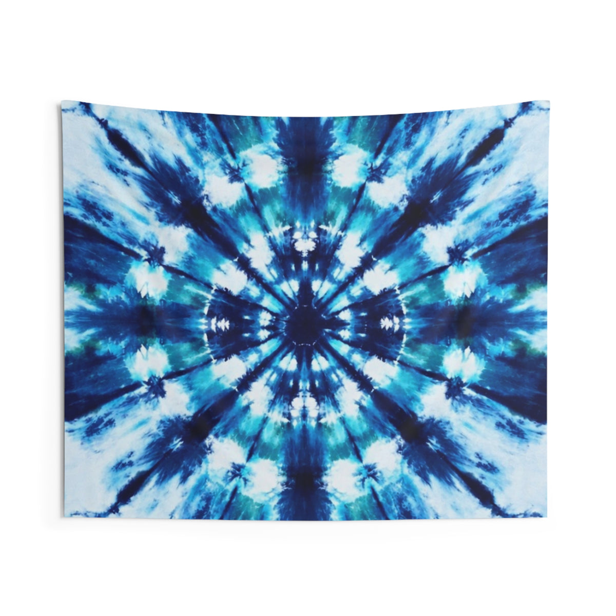 Blue Tie Dye Mandala Indoor Wall Tapestry | Boho Hippie Decor