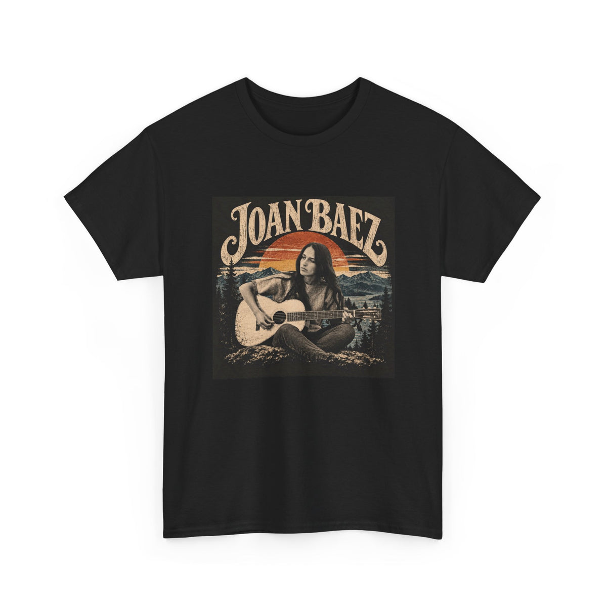 Joan Baez acoustic portrait Tee | Vintage folk musician graphic T-shirt